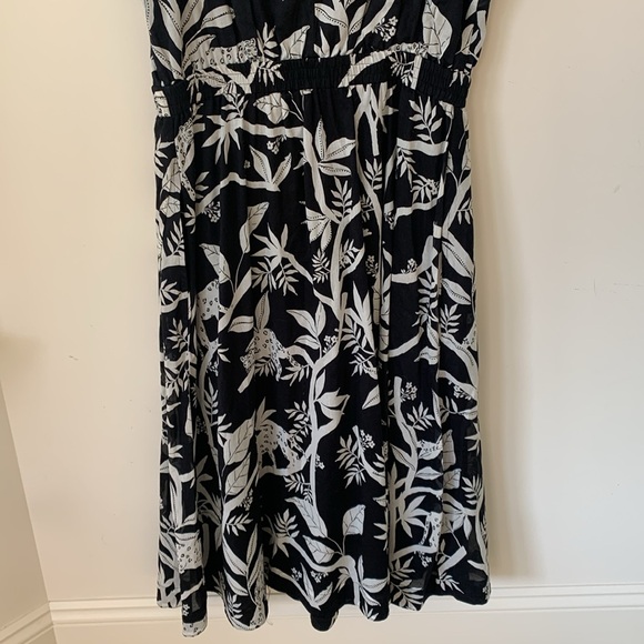 TROPICAL PANTHER TIPPED FIT FLARE DRESS SZ 6 cotton lined pockets midi - Picture 6 of 13